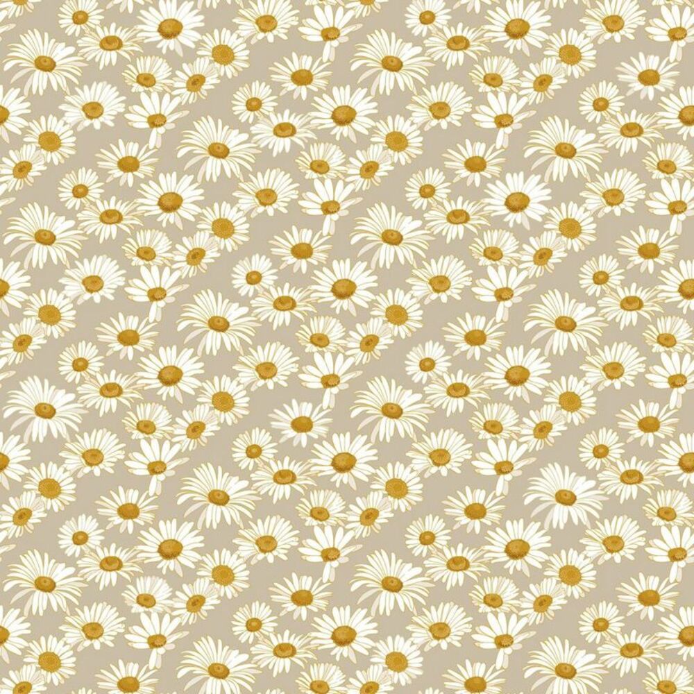 28 sq ft Daisies Peel and Stick Wallpaper - Greige/Yellow/Metallic Gold